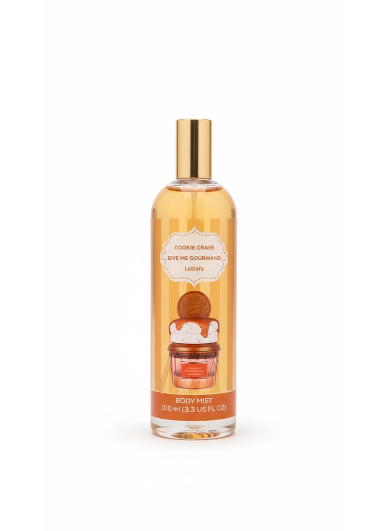 Lattafa Cookie Crave - Give Me Gourmand Body Mist for Women | Sweet Vanilla, Caramel & Cookie Scent | Long Lasting Refreshing Fragrance Spray, 100ml (3.3 fl oz) - Image 1